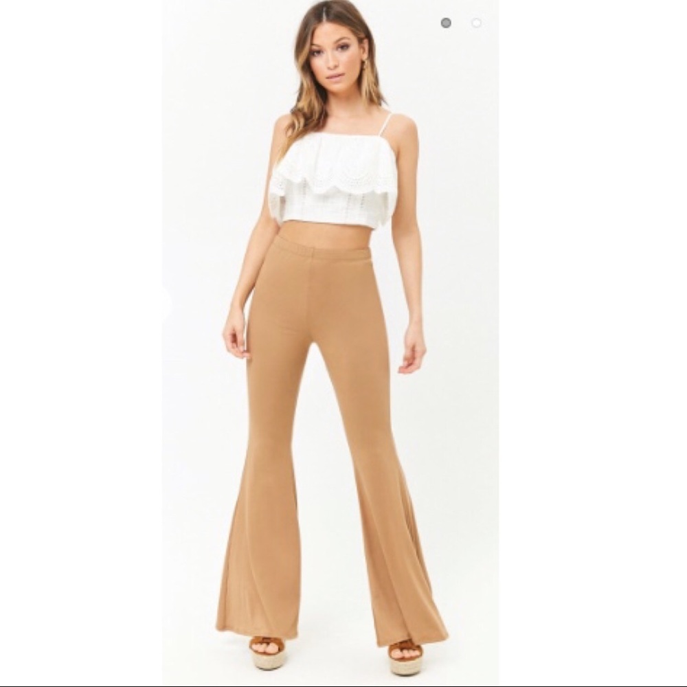 F21 Camel Knit Flare Pants